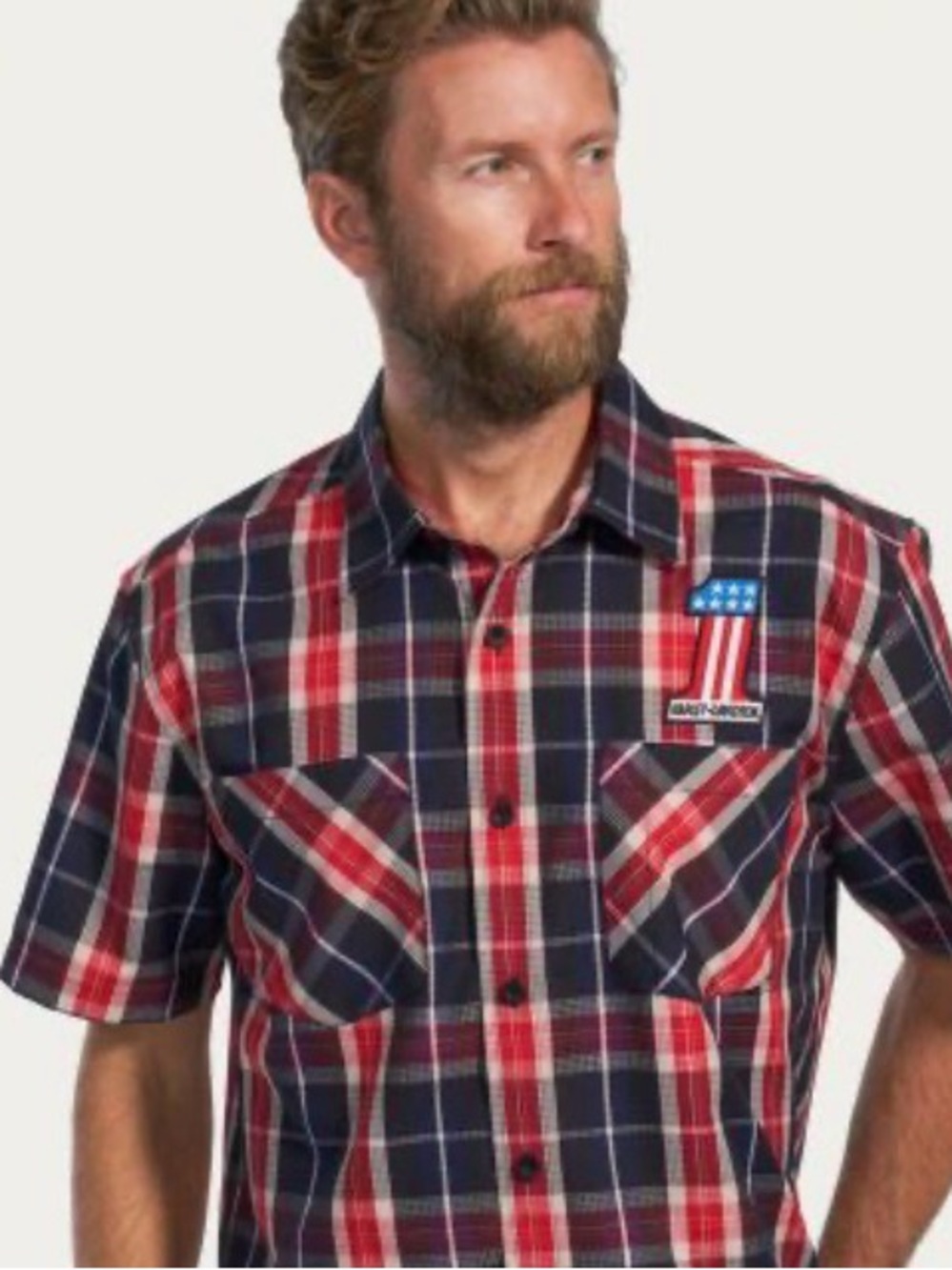 Harley-Davidson Men’s #1 Performance Shirt Red Plaid Button Front Short Sleeve